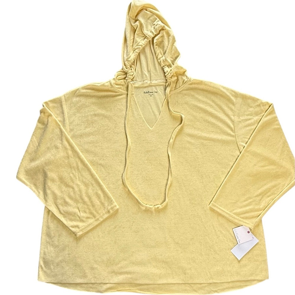 Rebellious One Womens Hoodie Size 3X Yellow Terry Cloth Pullover Long Sleeve NWT